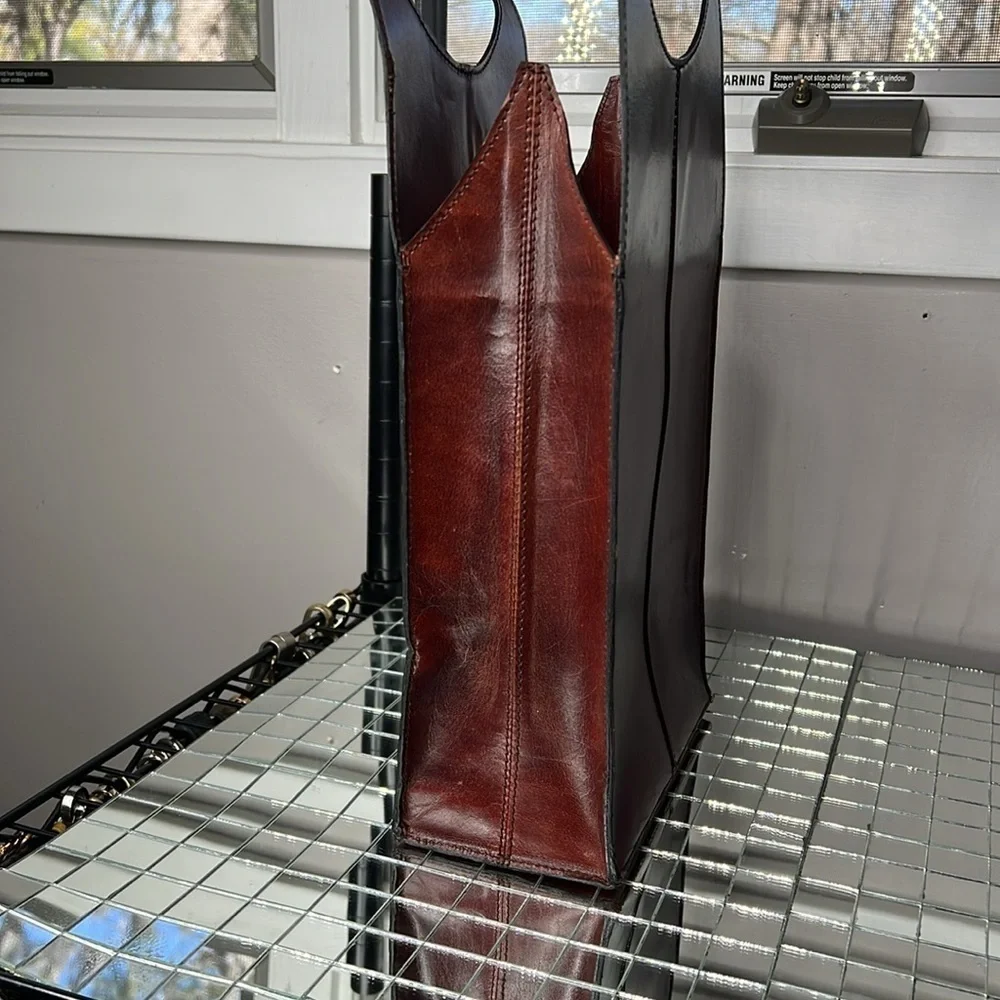 Tall Leather Wine Bag